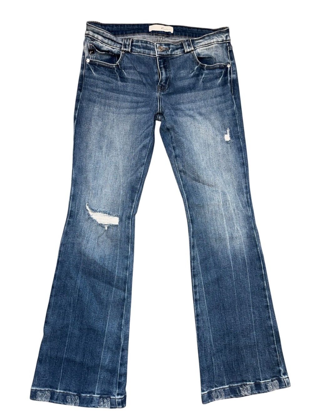 KanCan Jeans Women’s 9/28 Medium Wash Distressed Flare Stretch Denim